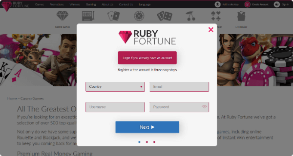 Ruby Fortune Casino Create Account