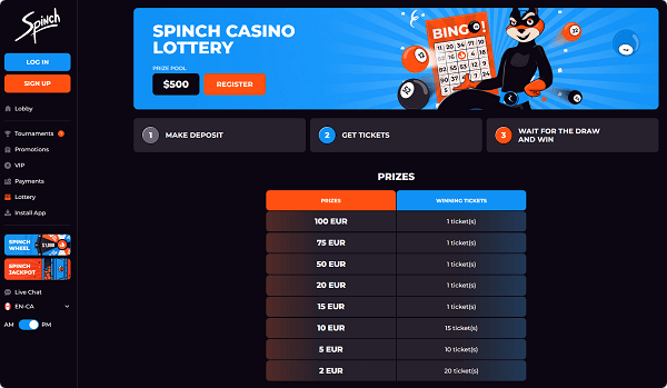 Spinch Casino Lottery